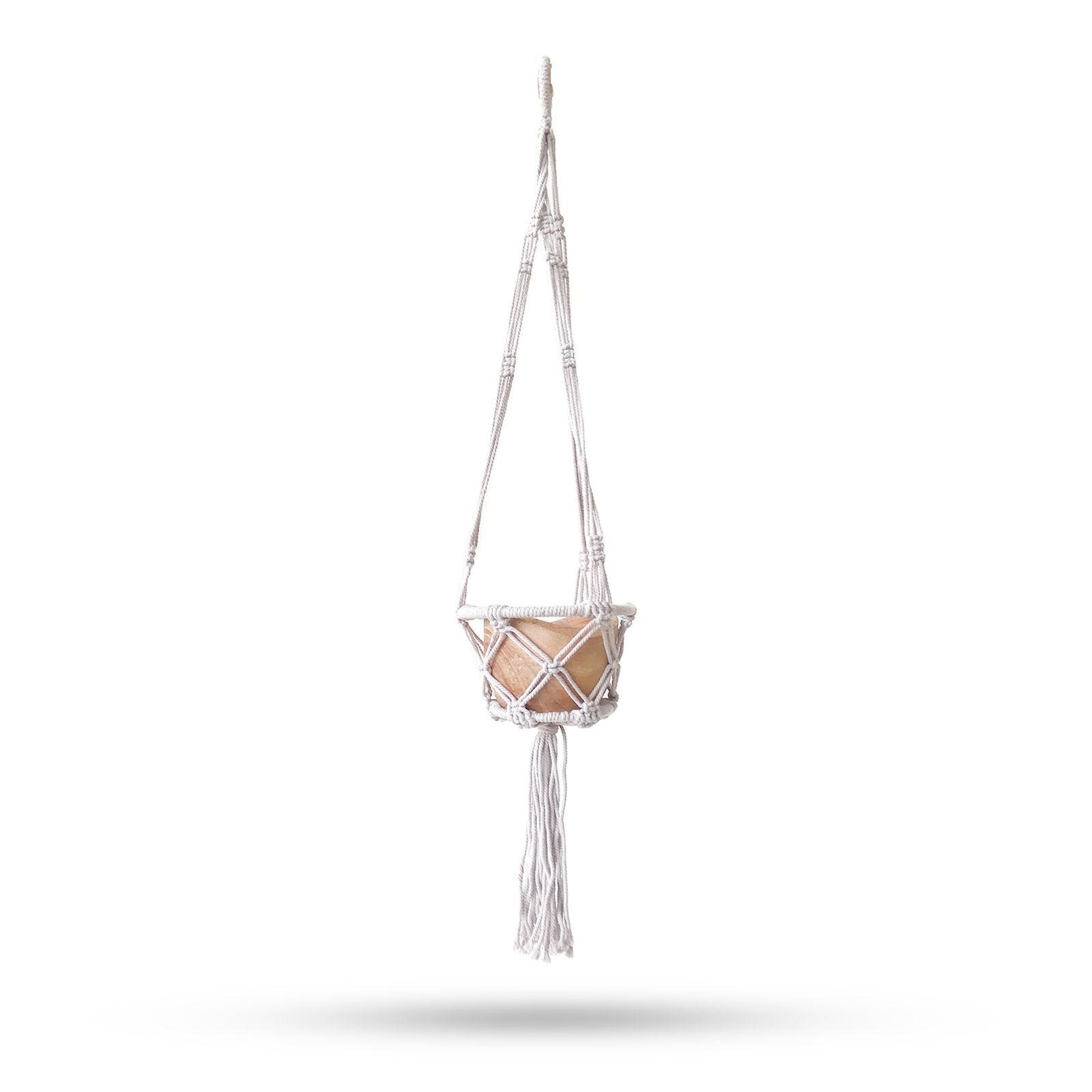 Macrame Hooped Pot Holder Small Natural 16cm Hoop for Plants