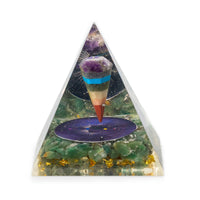 Medium Organite Pyramid 7x6cm - Pendulum - Green Adventurine Chips