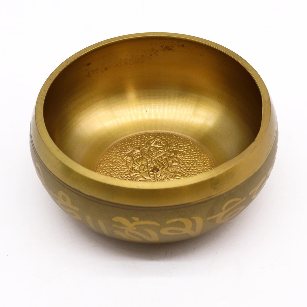 Ganesh Singing Bowl with Raised Motif for Home Decor Display