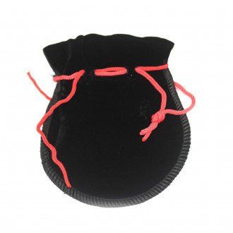 Quality Gothic Velvet Pouch in Black with Red Drawstring