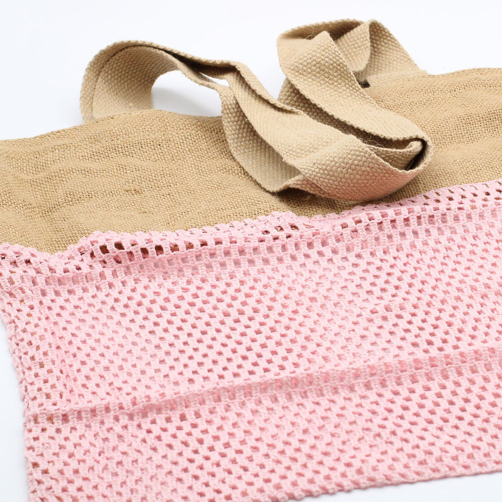 Pure Soft Jute and Cotton Mesh Bag in Elegant Rose Pink Colour