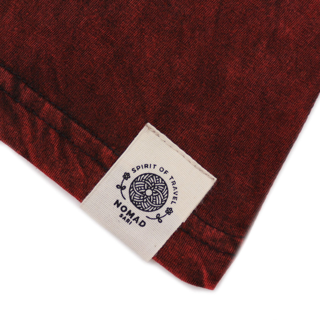 Nomad Sari Stonewashed Cotton T Shirt with Mandala Design Maroon