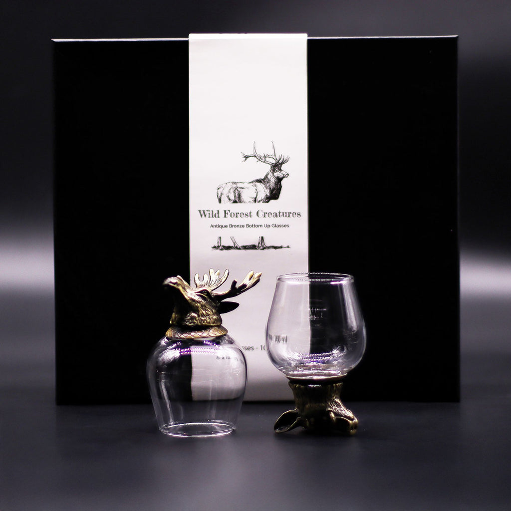 Gift Set of 6 Wild Forest Creatures Glasses in Antique Bronze
