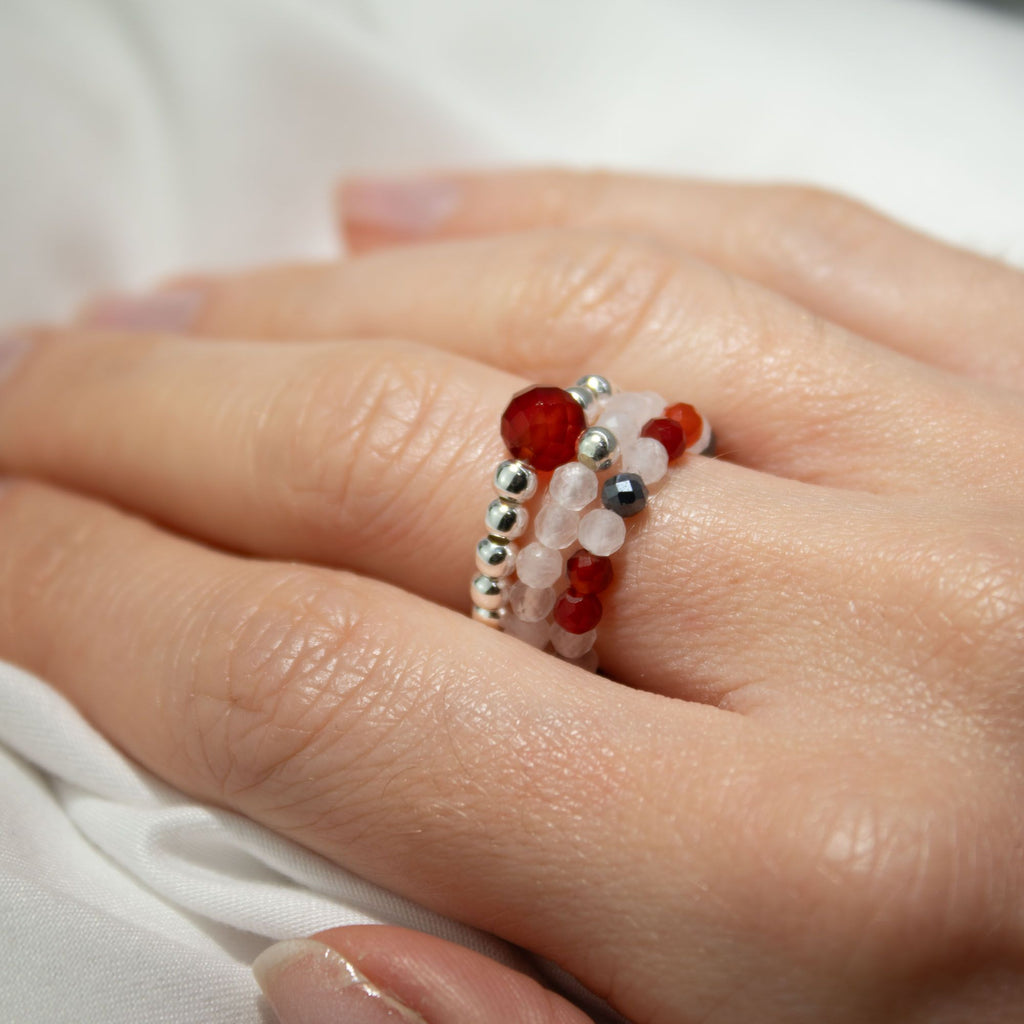 Nymph Spirit Gemstone Ring Set Love & Flame with Rose Quartz