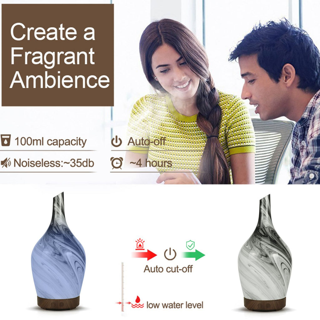 Aroma Atomiser Glass Abstract Grey USB Diffuser for Home Use