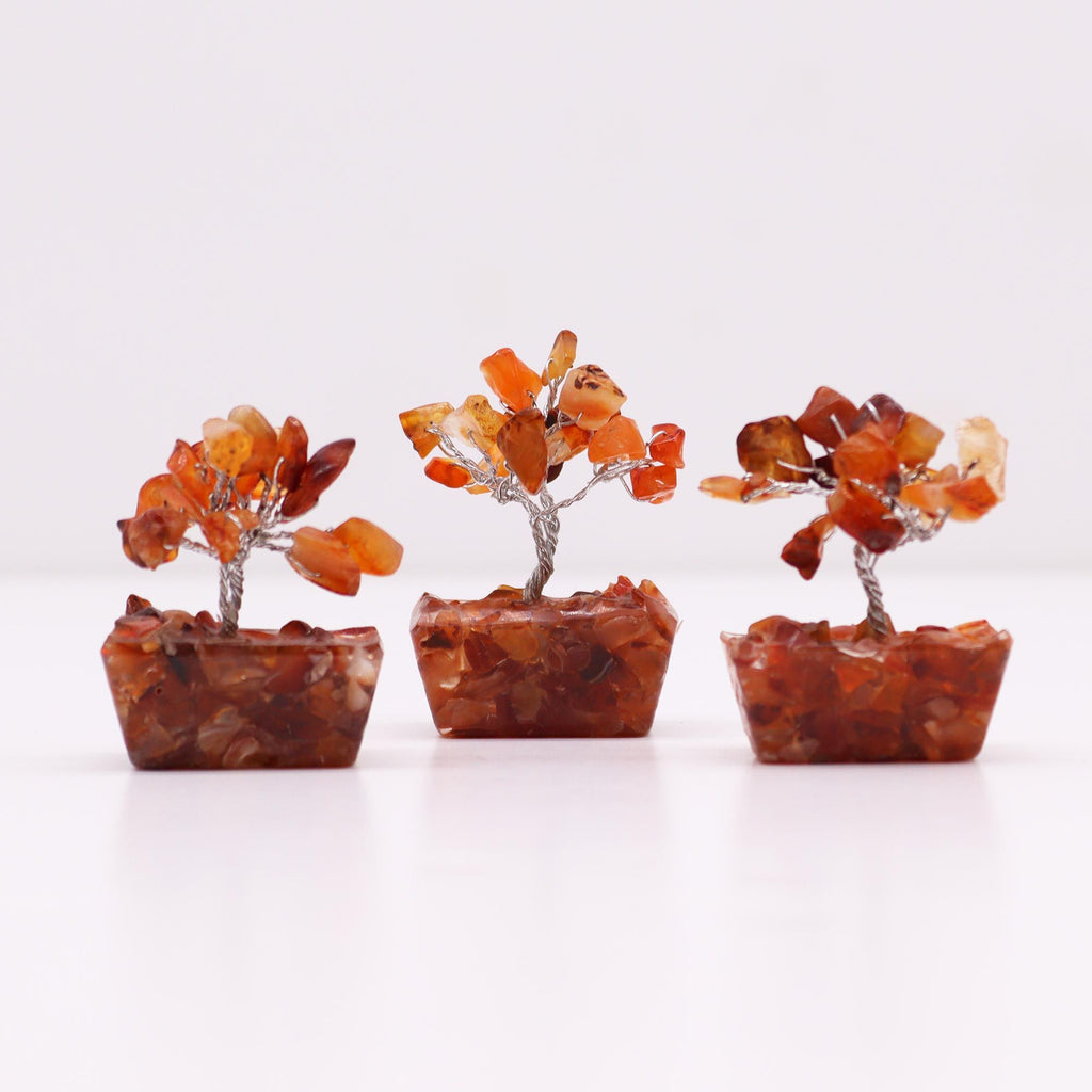 Mini Gemstone Tree on Orgonite Base with 15 Carnelian Stones