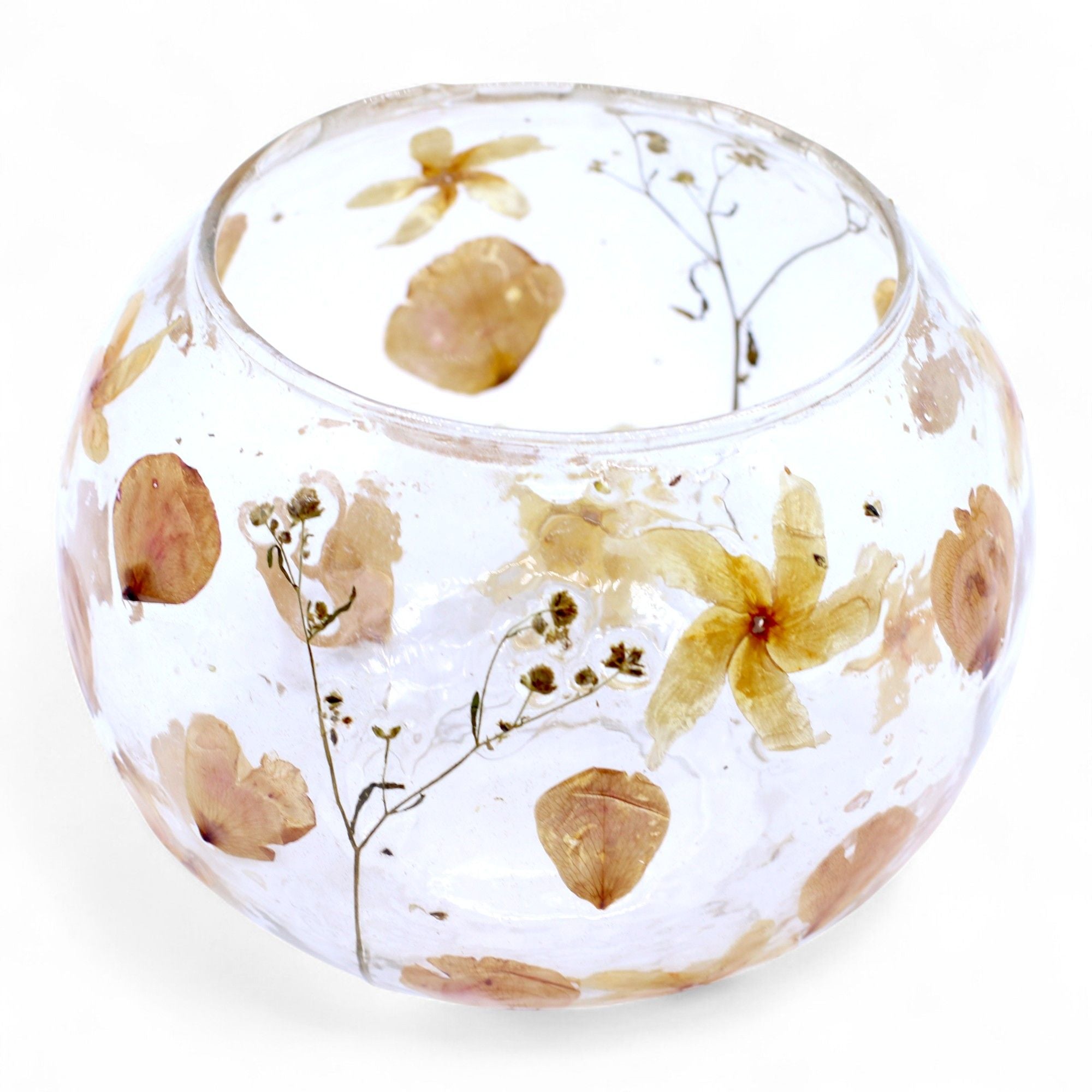 Natural Floral Glass Large Bowl Candle Holder Rosa for Home Decor
