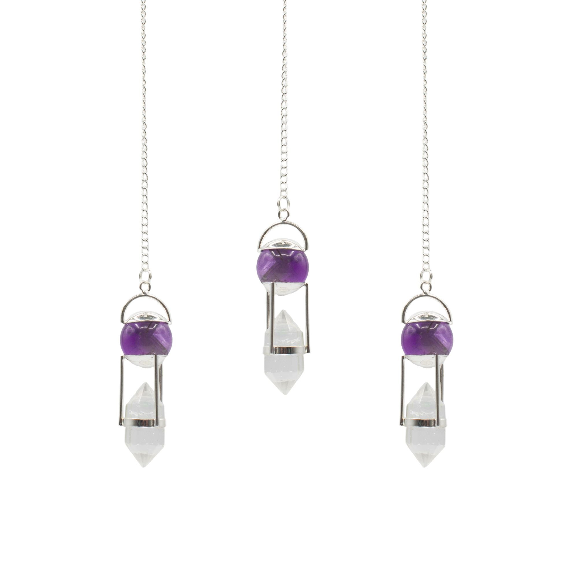 Seeker of Truth Double Power Pendulum with Amethyst and Quartz