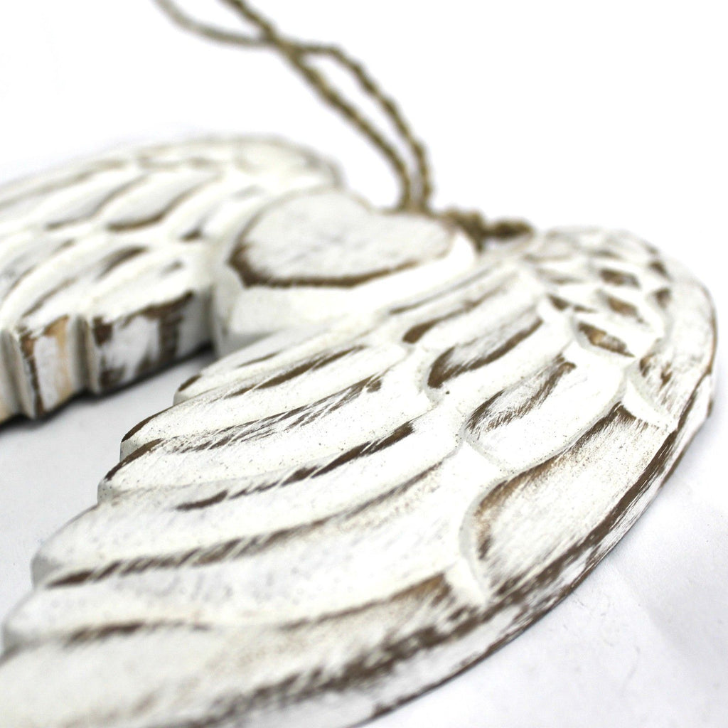 Hand Crafted Small Double Angel Wing & Heart Decoration 15cm