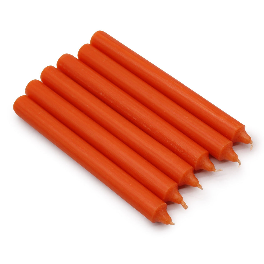 Rustic Orange Solid Colour Dinner Candles Pack of 5 for Dining