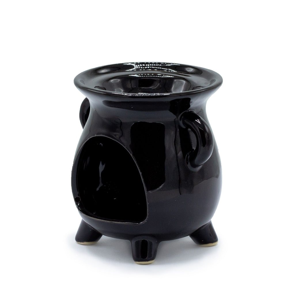 Cauldron Oil Burner with Tree of Life Design in Elegant Black