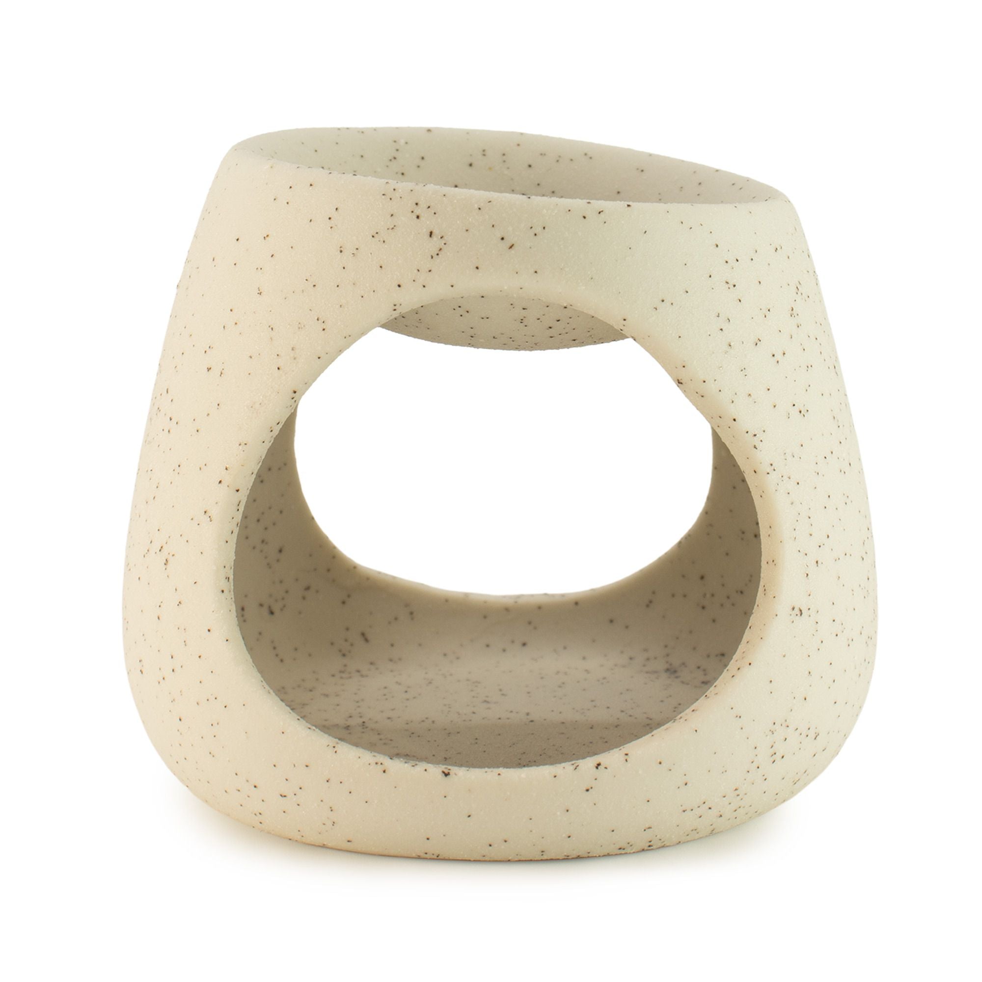 Ceramic Zen Oil Burner Round Pebble Speckled Off White Design