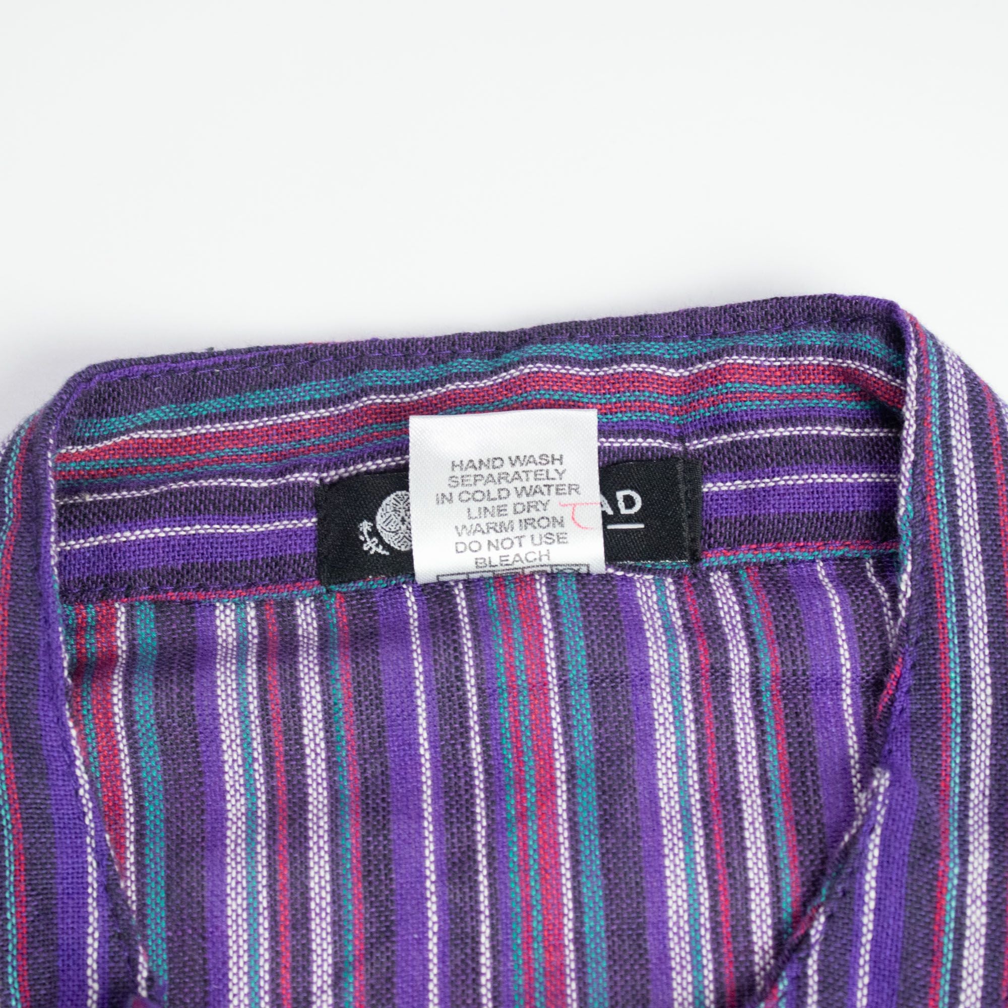 Nomad Sari Grandad Shirt in Black Purple with Bold Stripes