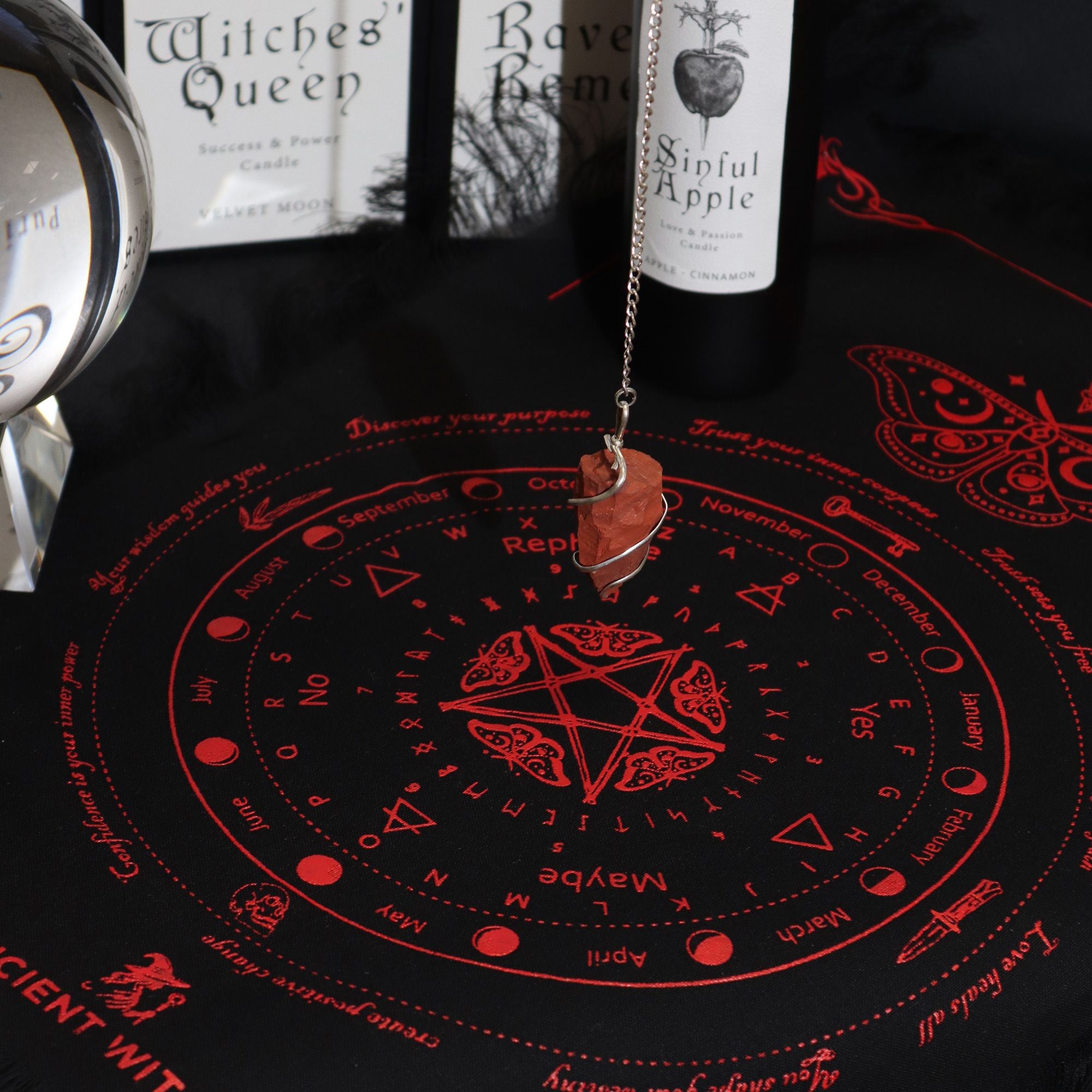 Ancient Witch Pendulum Divination Cloth with Sun Face Design