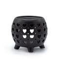 Squat Pot Oil Burner Multi Hearts in Matt Black for Home Fragrance