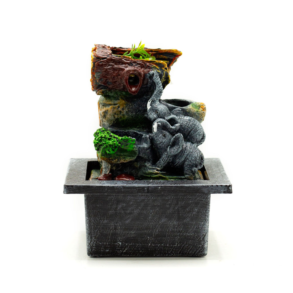 Tabletop Water Feature 20cm Elephant in Love for Home Décor