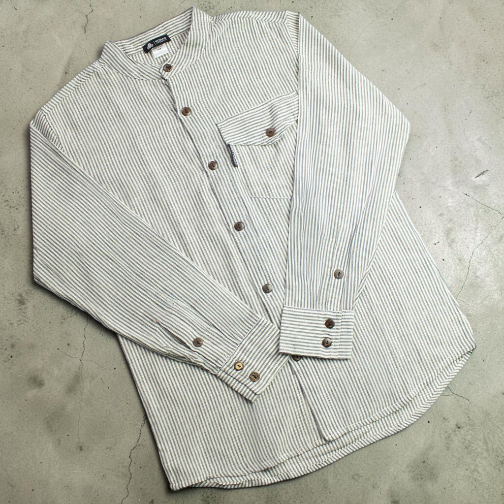 Nomad Sari Grandad Shirt in Grey Stone for Everyday Comfort