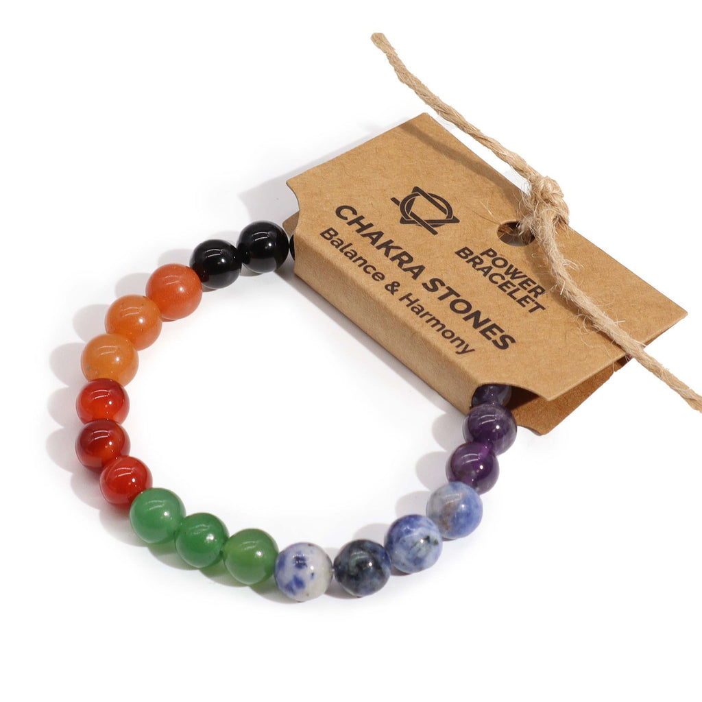 Power Bracelet with Chakra Stones for Energy Balance and Harmony
