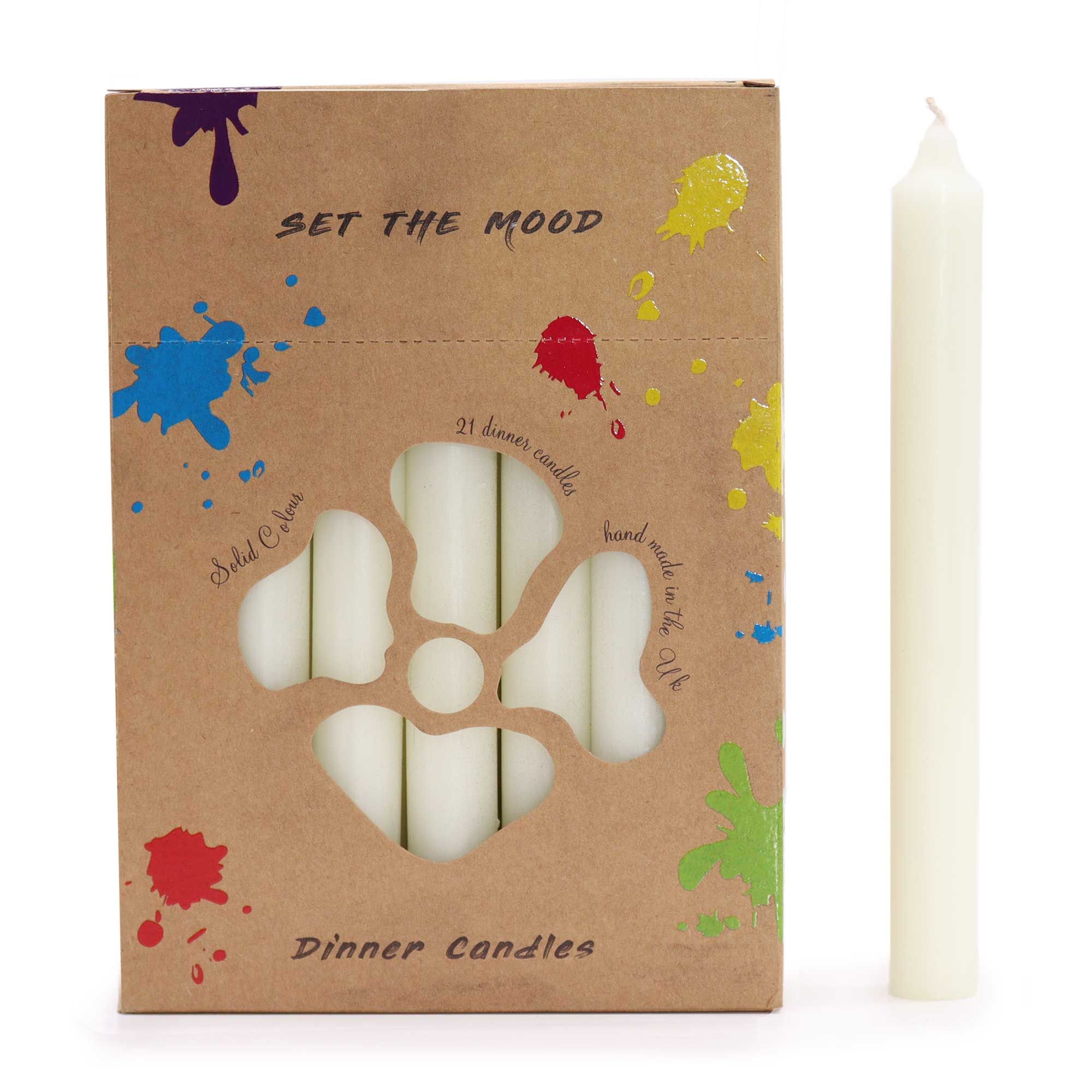 Solid Colour Dinner Candle Set Pack of 21 Rustic White Candles