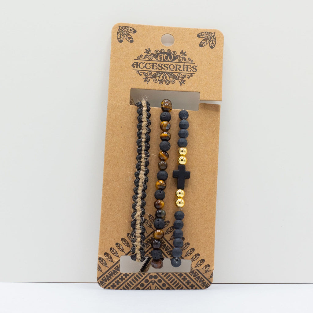 Mens Premium Bracelet Sets with Stylish Black and Tan Designs