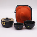 Money Cat Teapot Set with Two Cups and Travel Case in Black