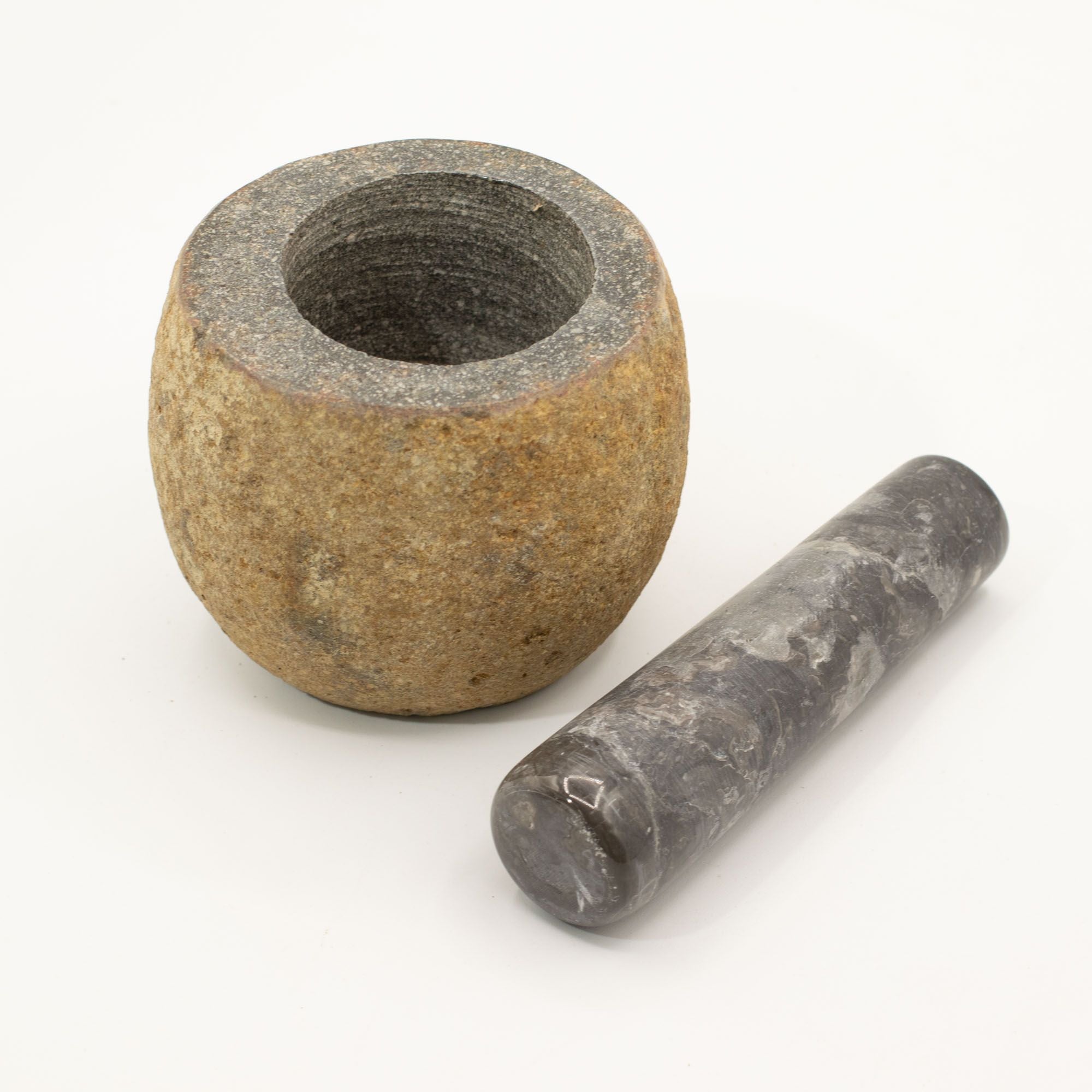 Natural Riverstone Decorative Pestle and Mortar Small Accent Piece