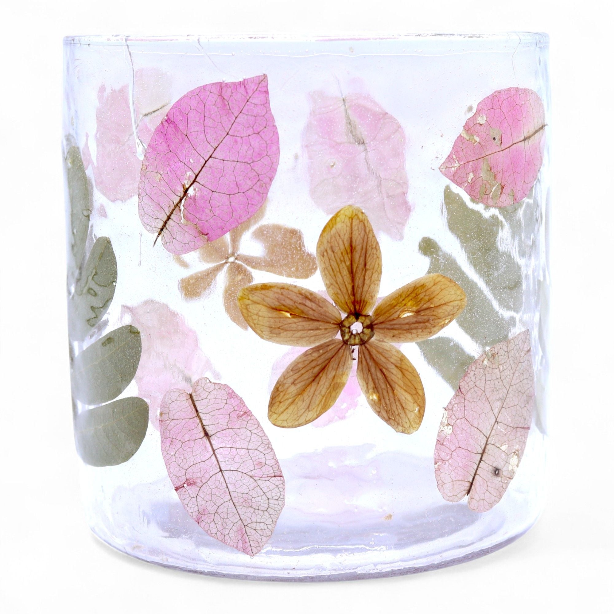 Natural Floral Glass Candle Holder Primavera for Home Decor