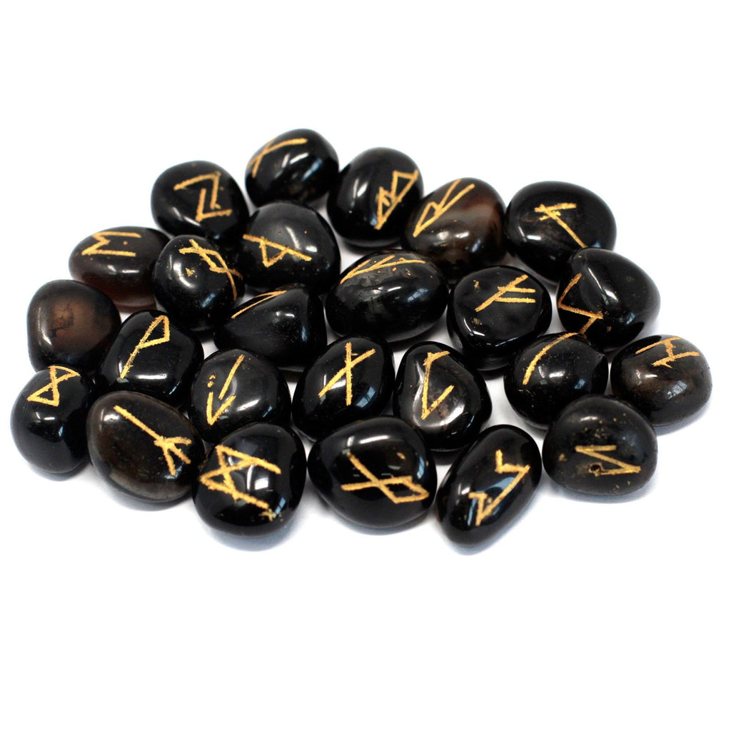 Runes Stone Set in Pouch Black Onyx for Mystical Insights
