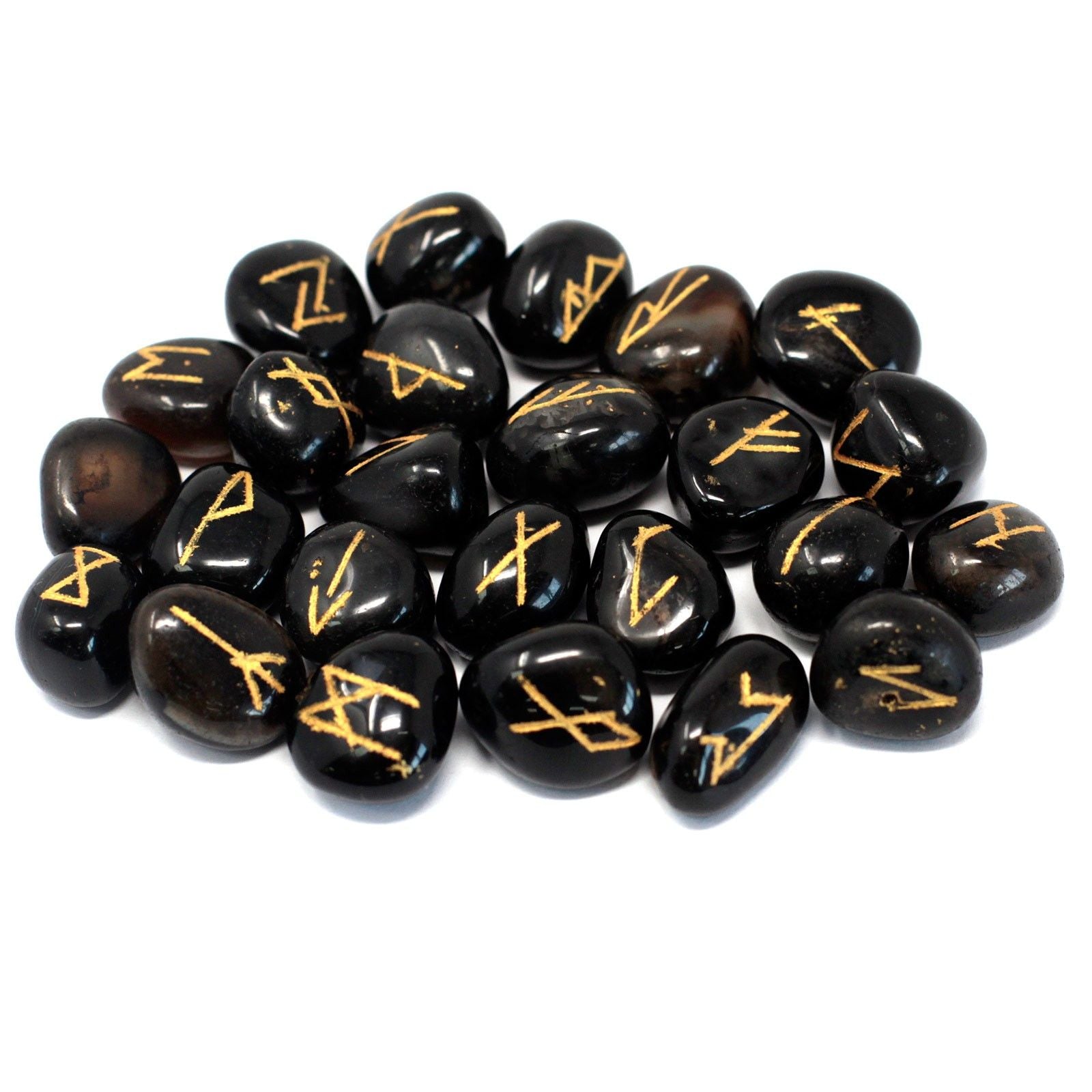 Runes Stone Set in Pouch Black Onyx for Mystical Insights