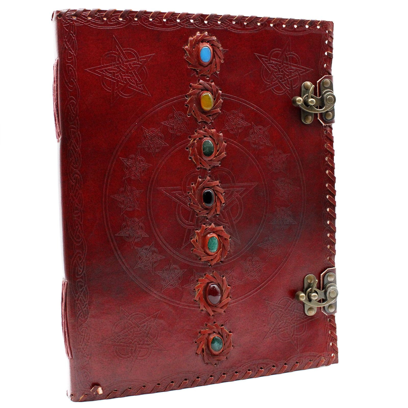 Huge 7 Chakra Leather Book Vintage Style Journal with 200 Pages
