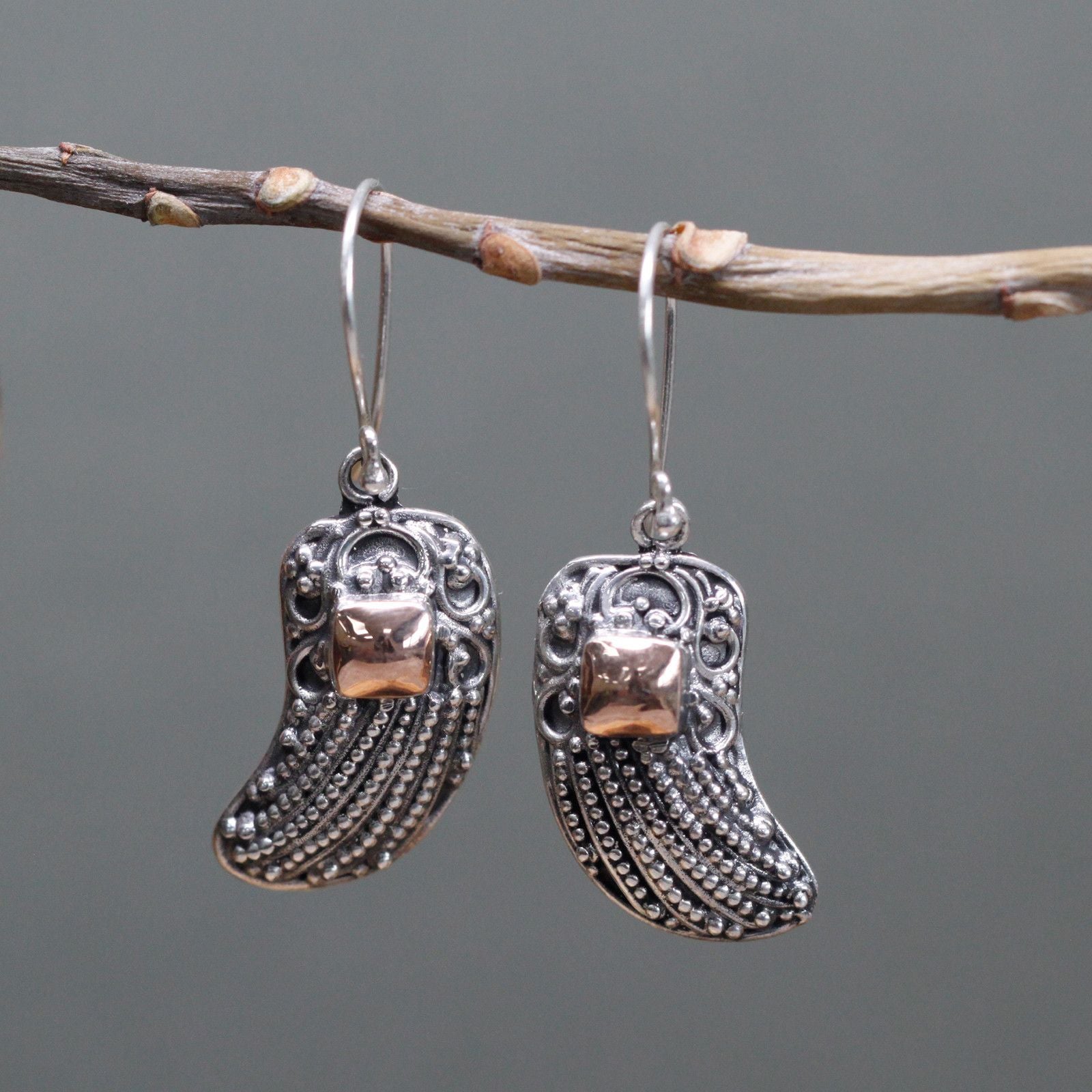 Stunning Silver and Gold Earring with Angel Wings for Style