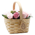 Large Pink Bouquet in Wicker Basket for Elegant Home Decor Piece