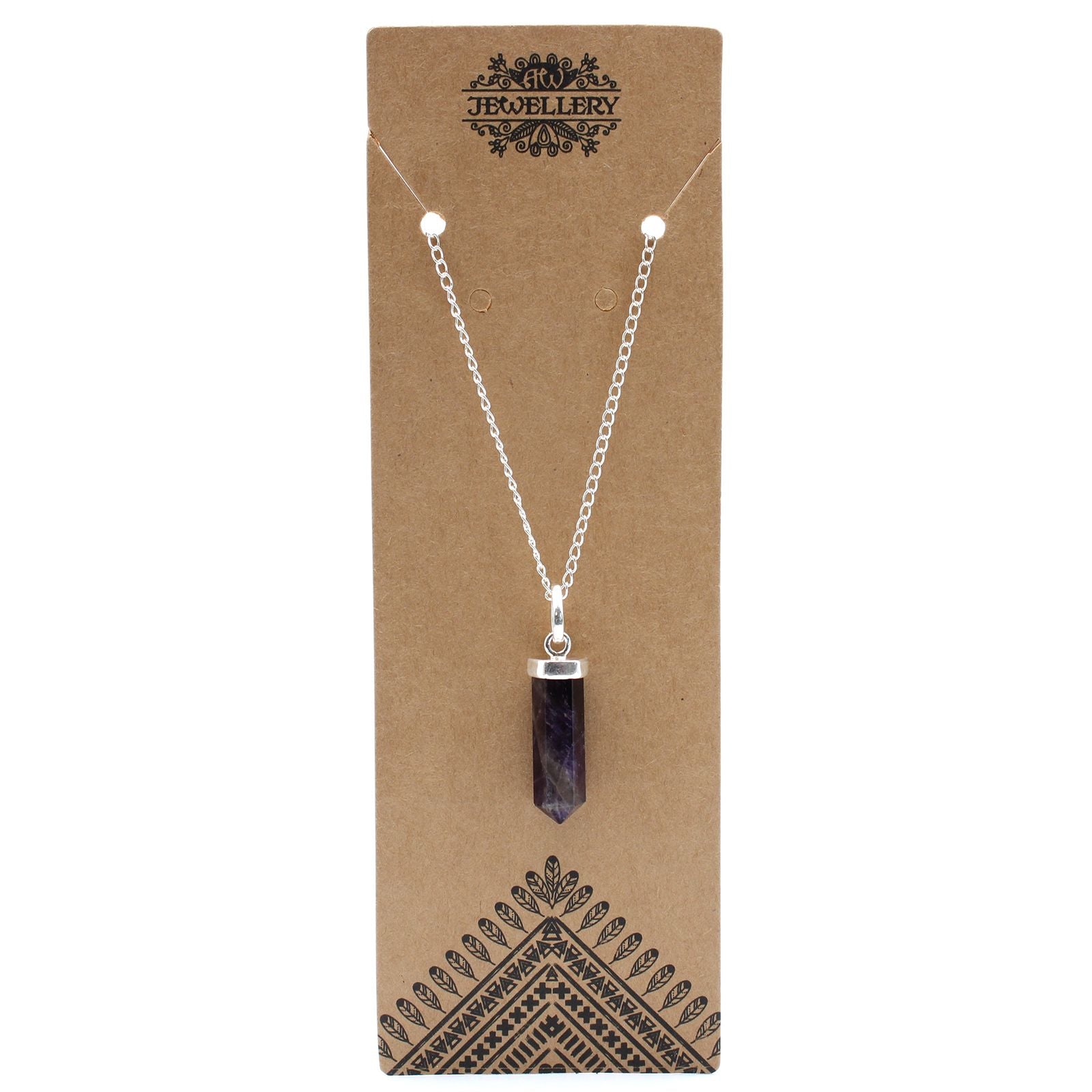 Gemstone Classic Point Pendant in Amethyst with Silver Chain