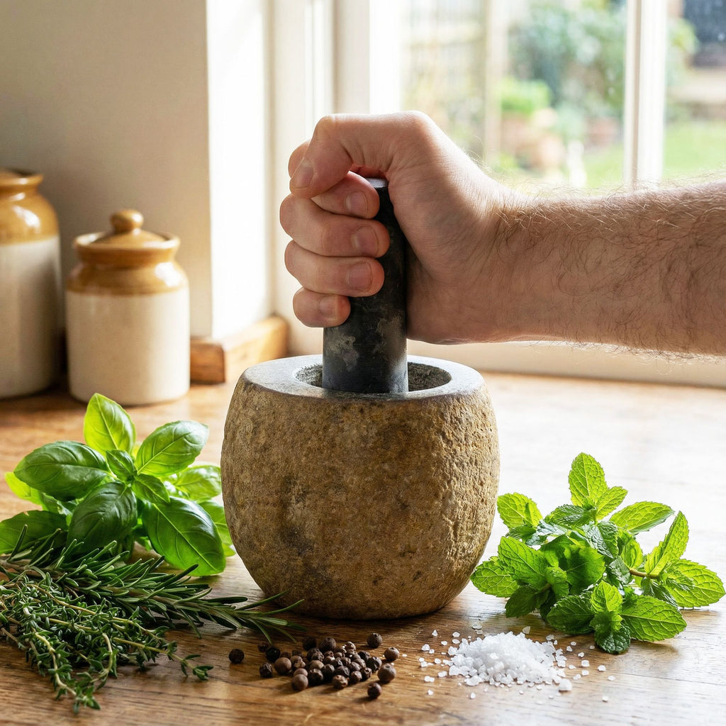 Natural Riverstone Decorative Pestle and Mortar Small Accent Piece
