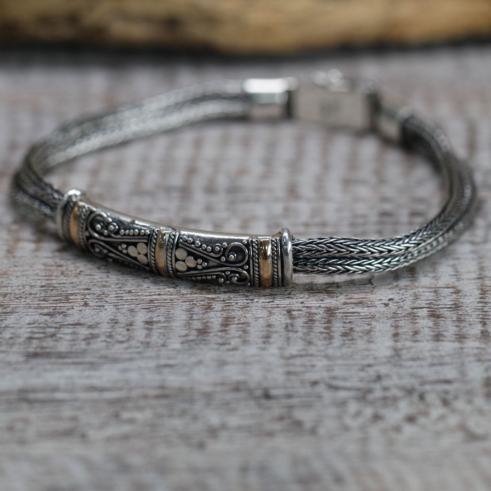 Stylish Silver and Gold Bracelet Unisex Twin Chain for Gifting