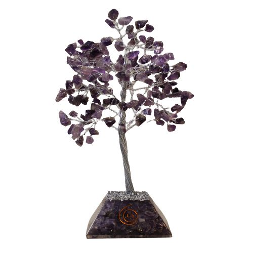 Amethyst Gemstone Tree with Orgonite Base for Home Decor