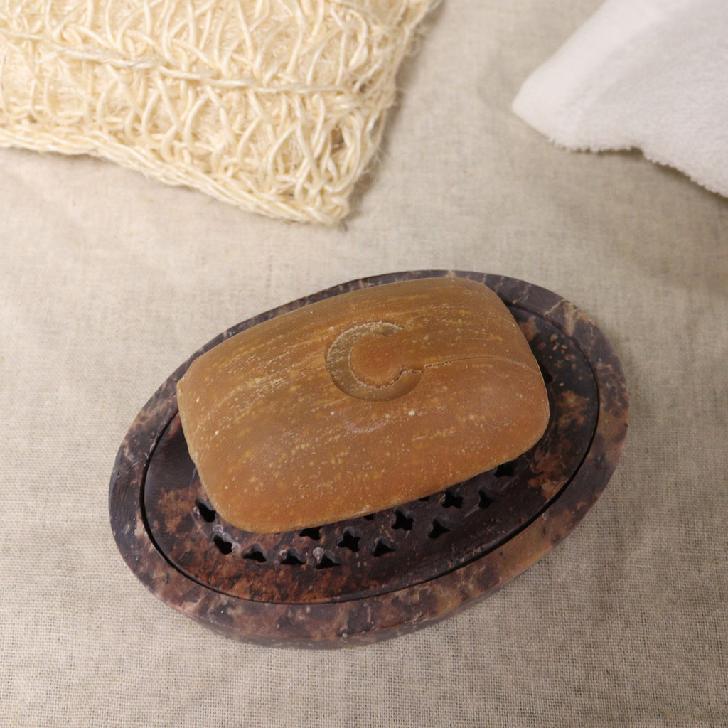 Classic Oval Soapstone Soap Dish & Drainer for Elegant Bathrooms