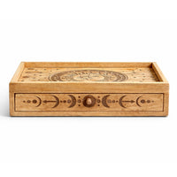 Sun Moon Carved Tarot Box with Drawer