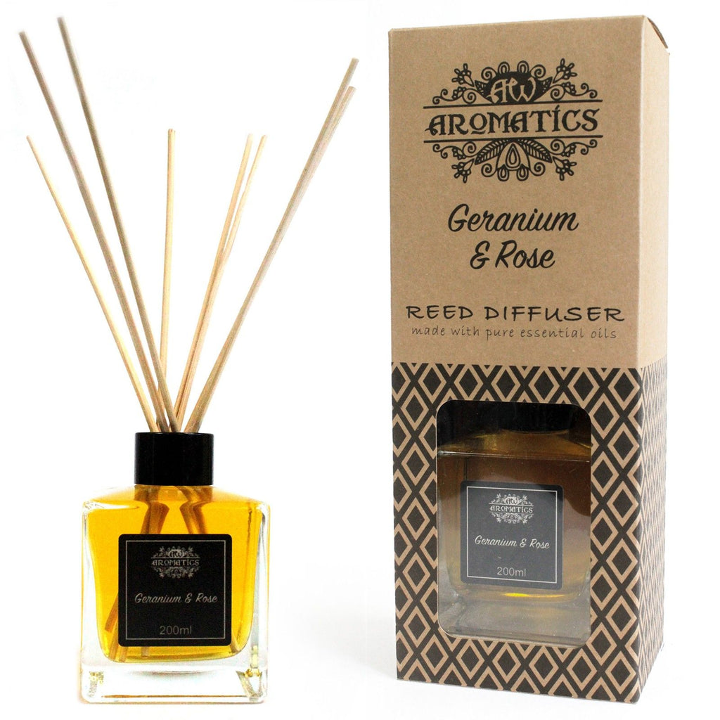200ml Geranium & Rose Essential Oil Reed Diffuser for Home Fragrance