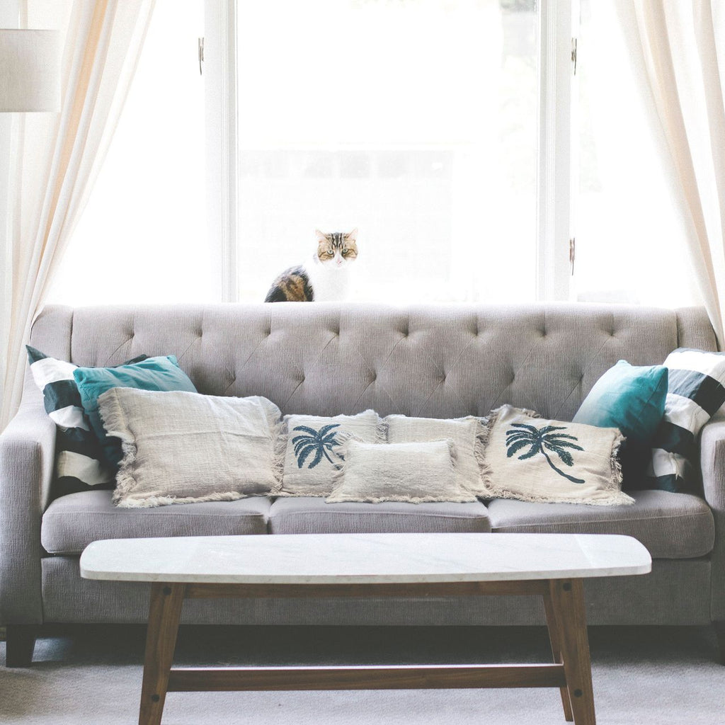 Linen Cushion Cover 45x45cm with Fringe for Stylish Home Decor