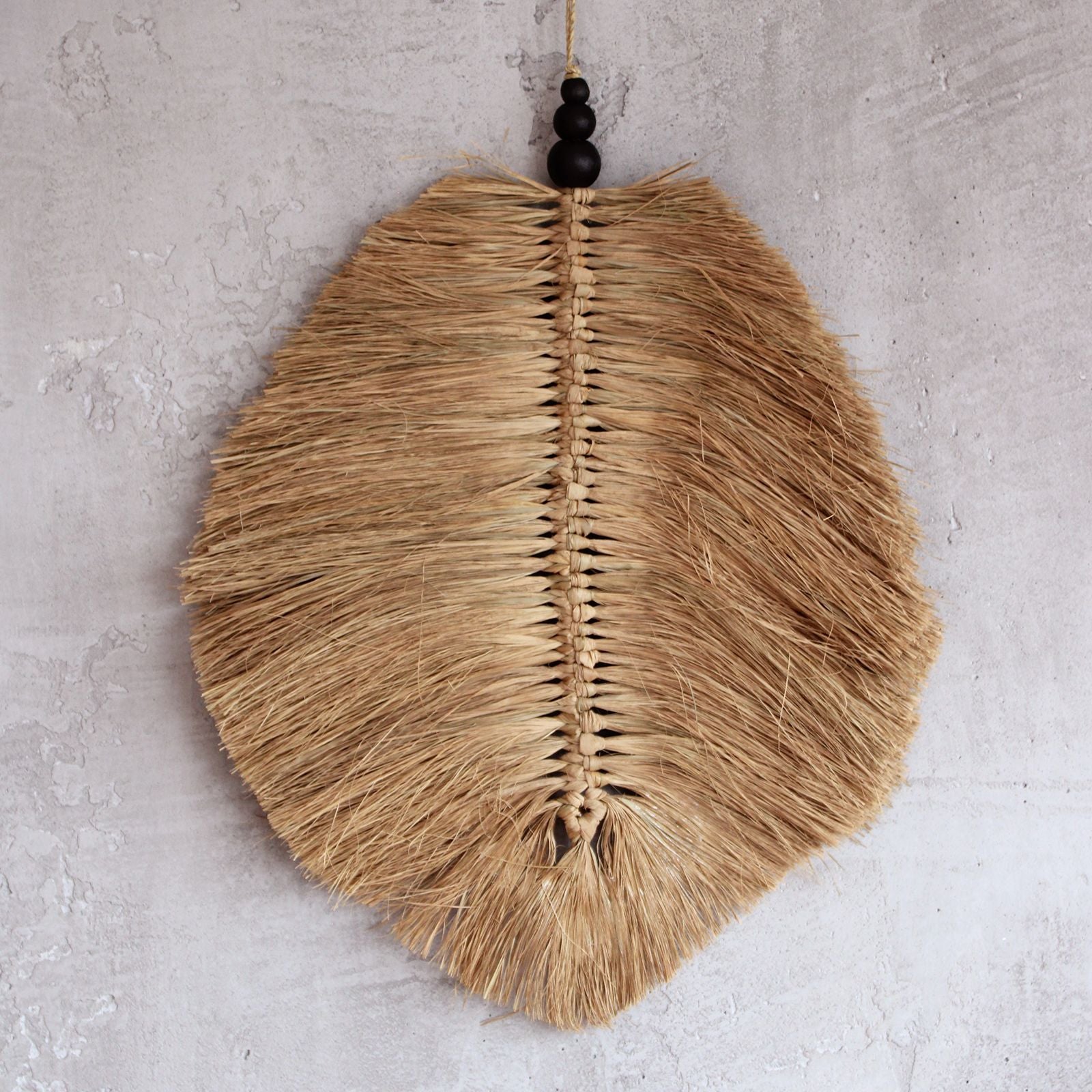 Hanging Raffa Leaf 35cm Natural Wall Art for Home Decor