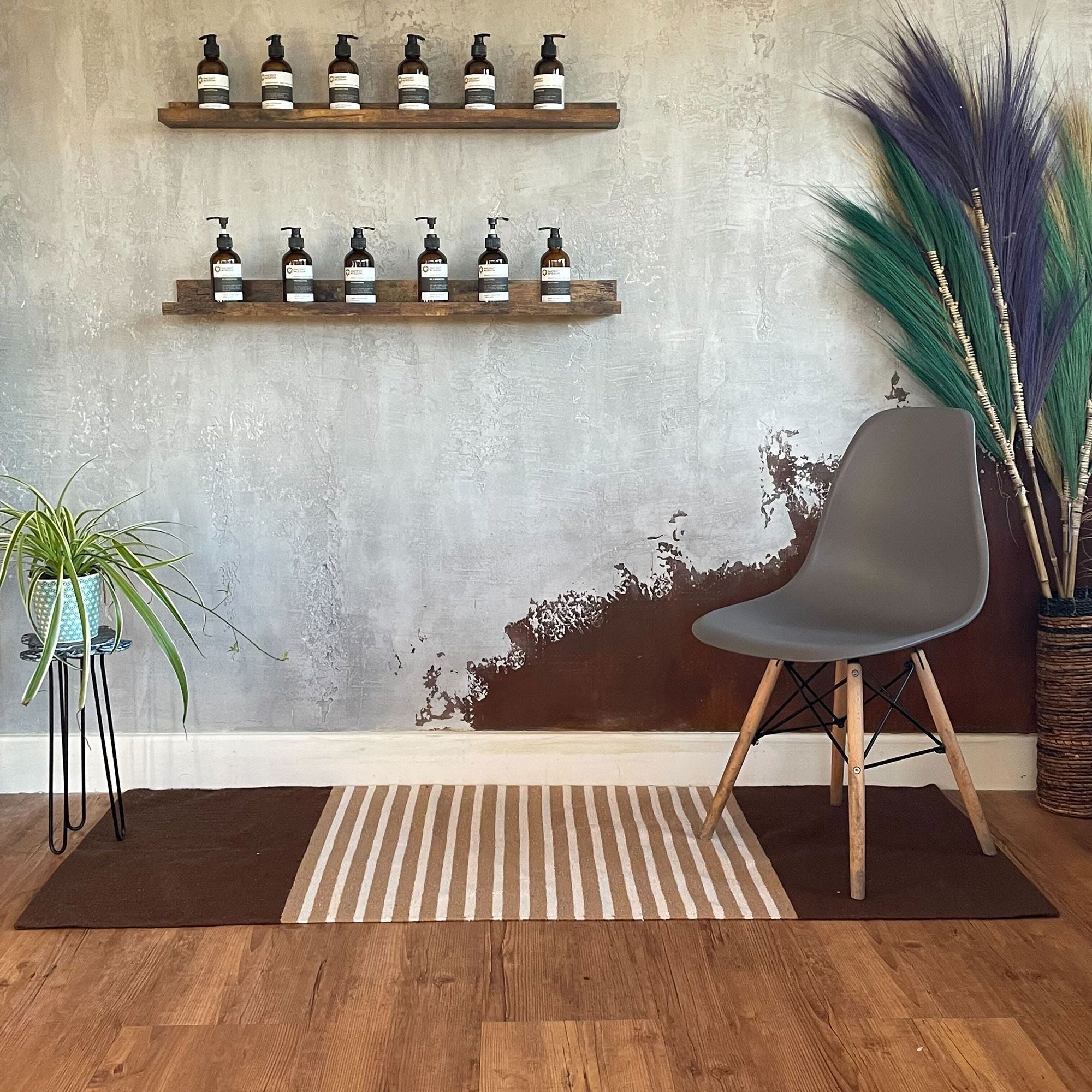 Indian Cotton Rug 70x170cm in Dark Brown and Beige Design