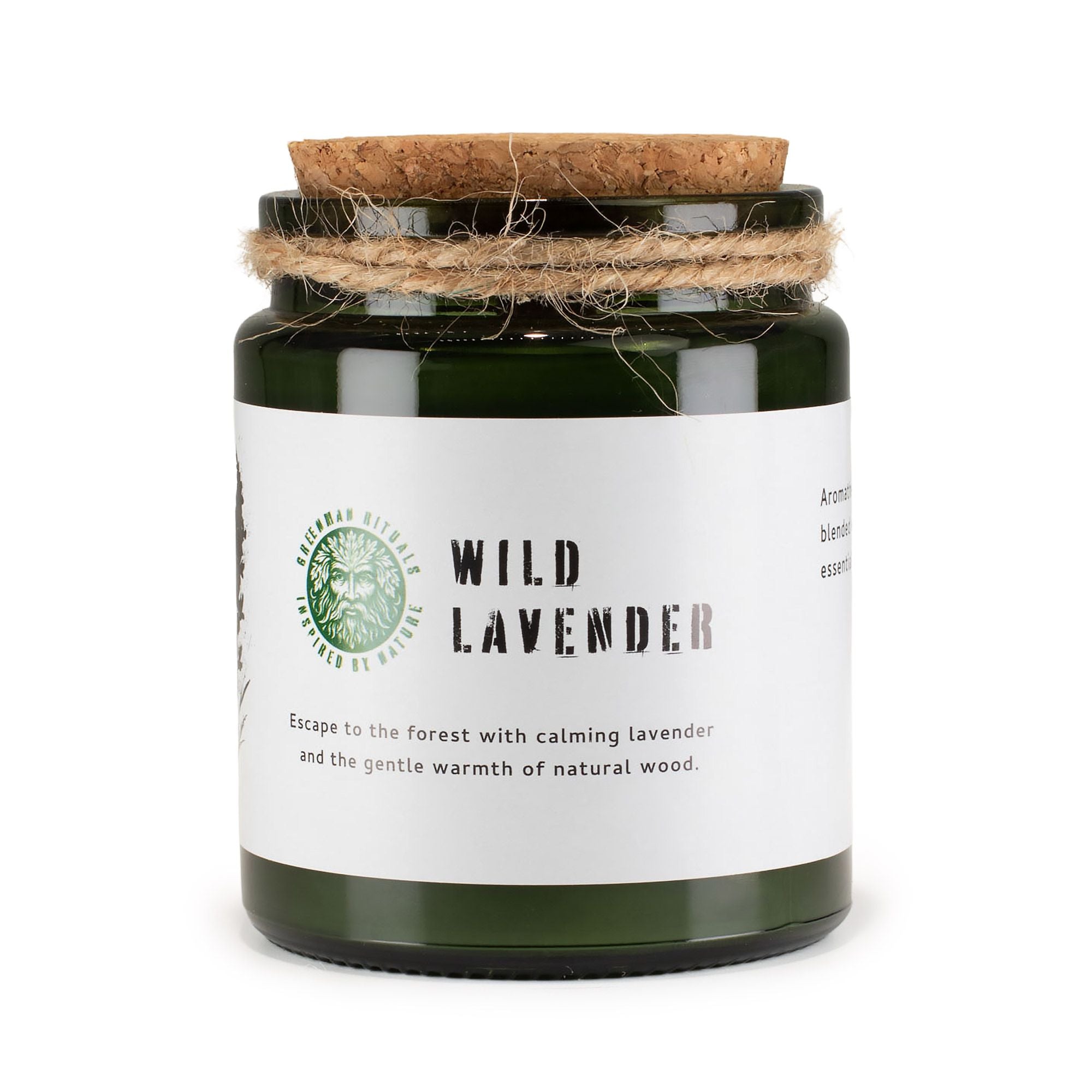 Greenman Woodwick Soy Candle Wild Lavender in Green Glass Jar