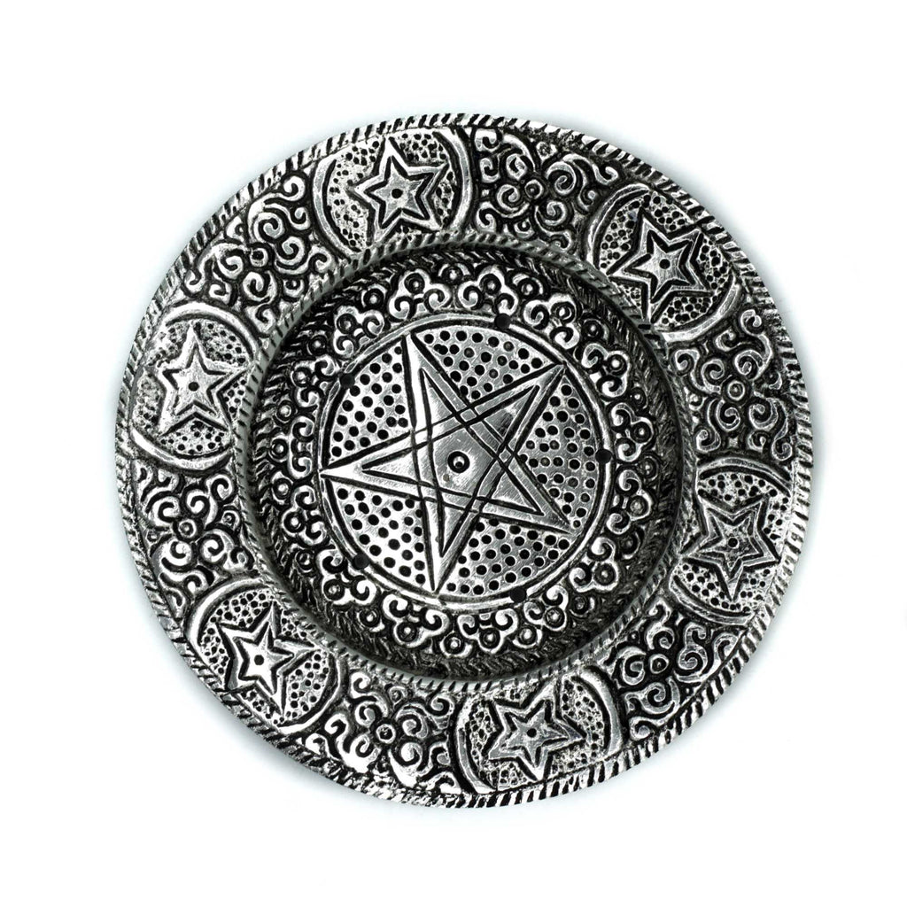 Polished Aluminium Pentagram Incense Holder for Modern Decor