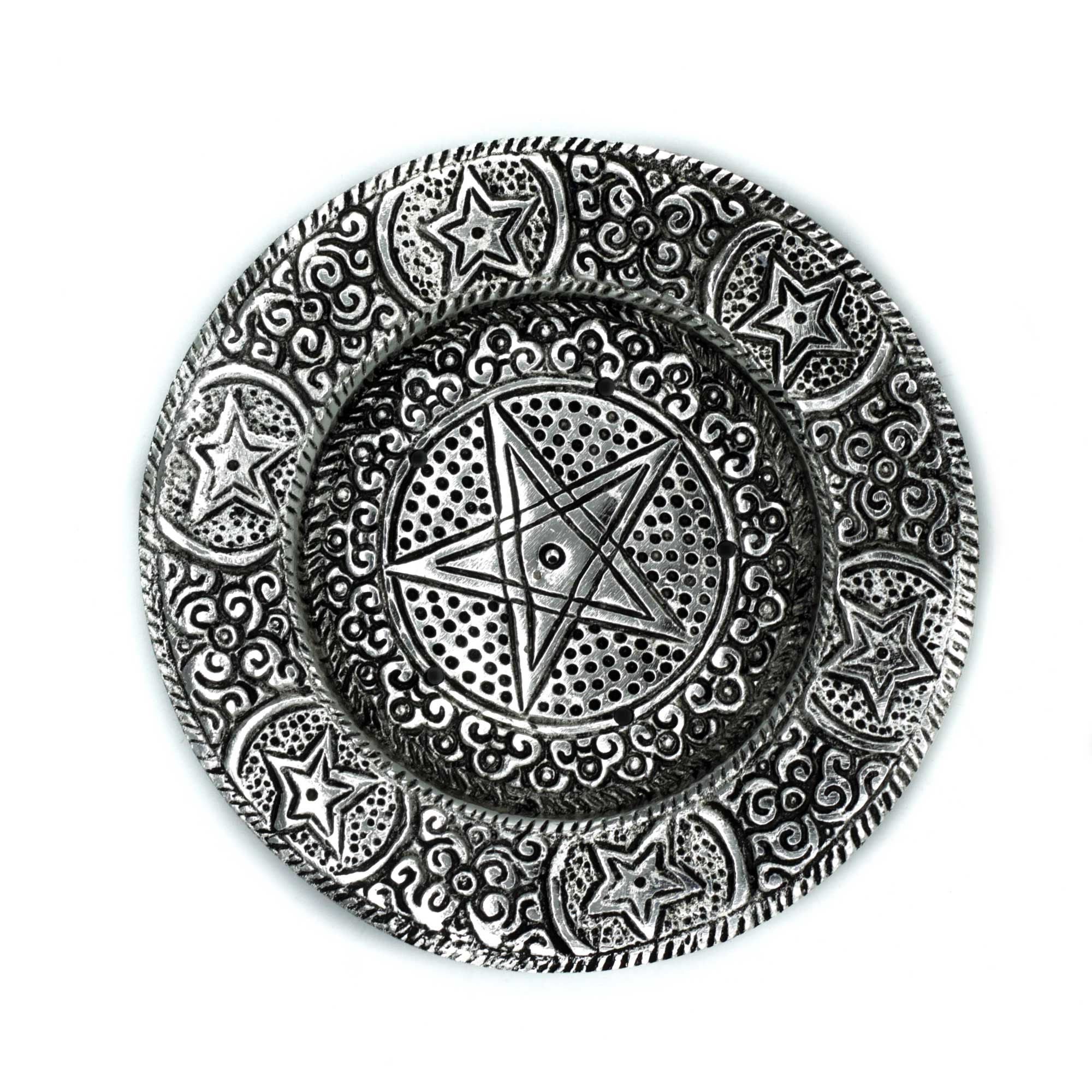 Polished Aluminium Pentagram Incense Holder for Modern Decor