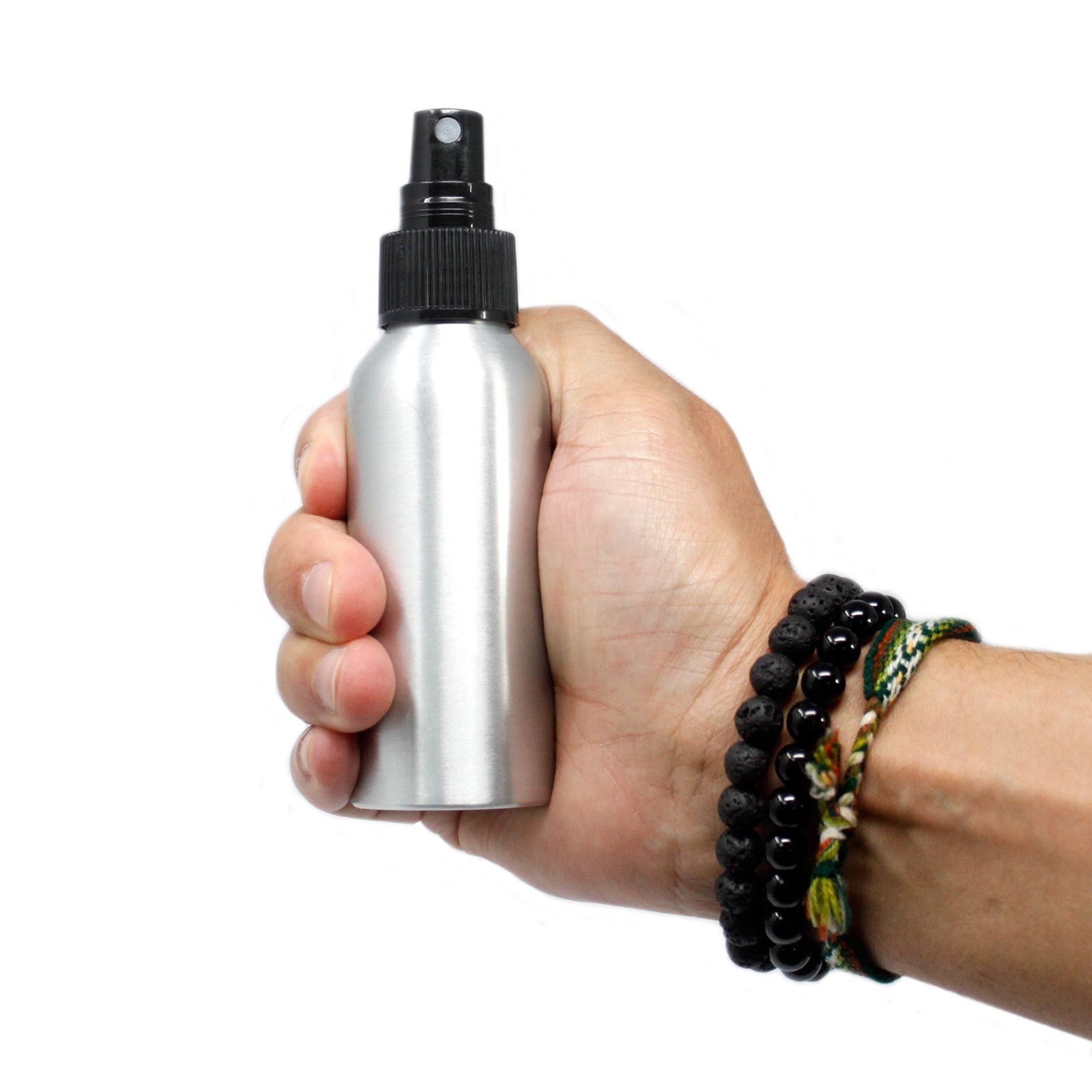 100ml Aluminium Bottle with Black Spray Top for Essential Oils