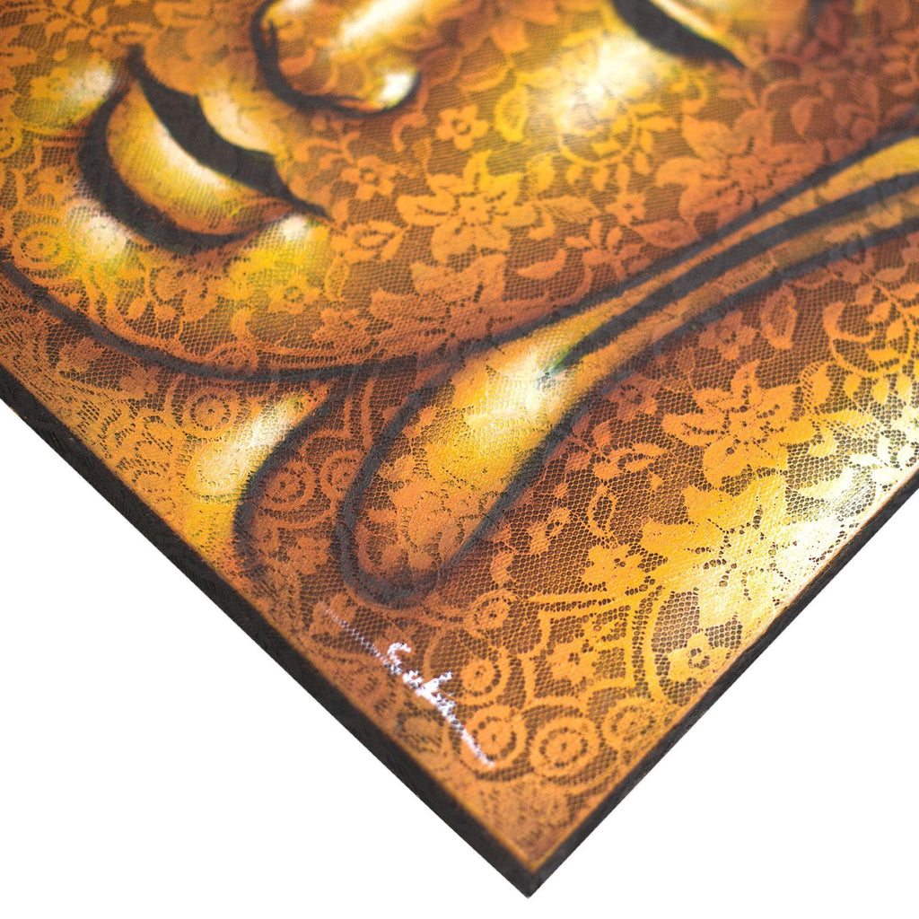 Buddha Painting with Gold Brocade Detail for Elegant Home Decor