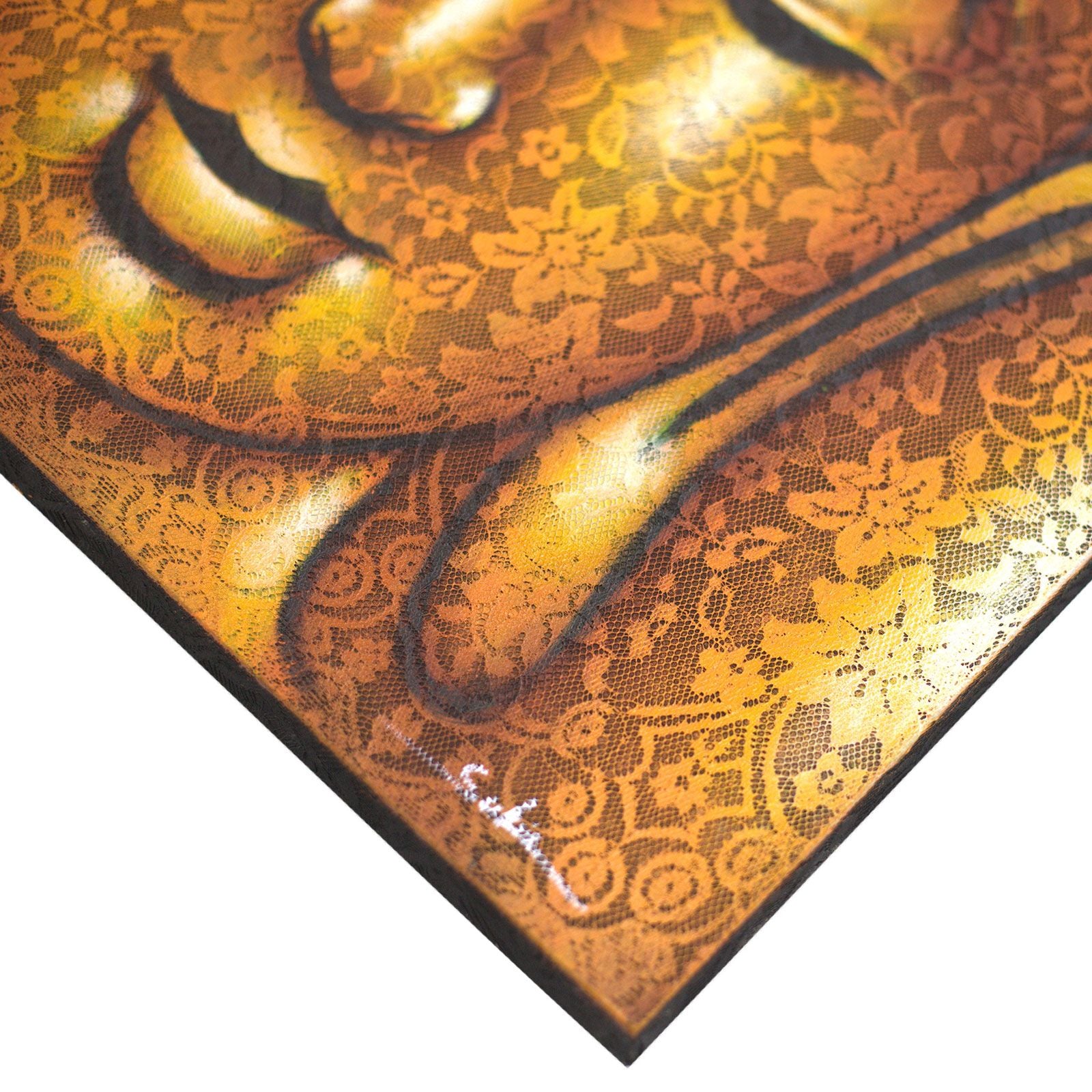 Buddha Painting with Gold Brocade Detail for Elegant Home Decor