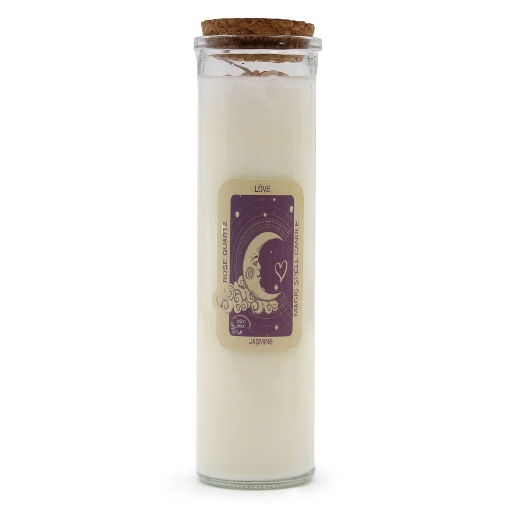 Magic Spell Candle Love with Jasmine Scent and Rose Quartz
