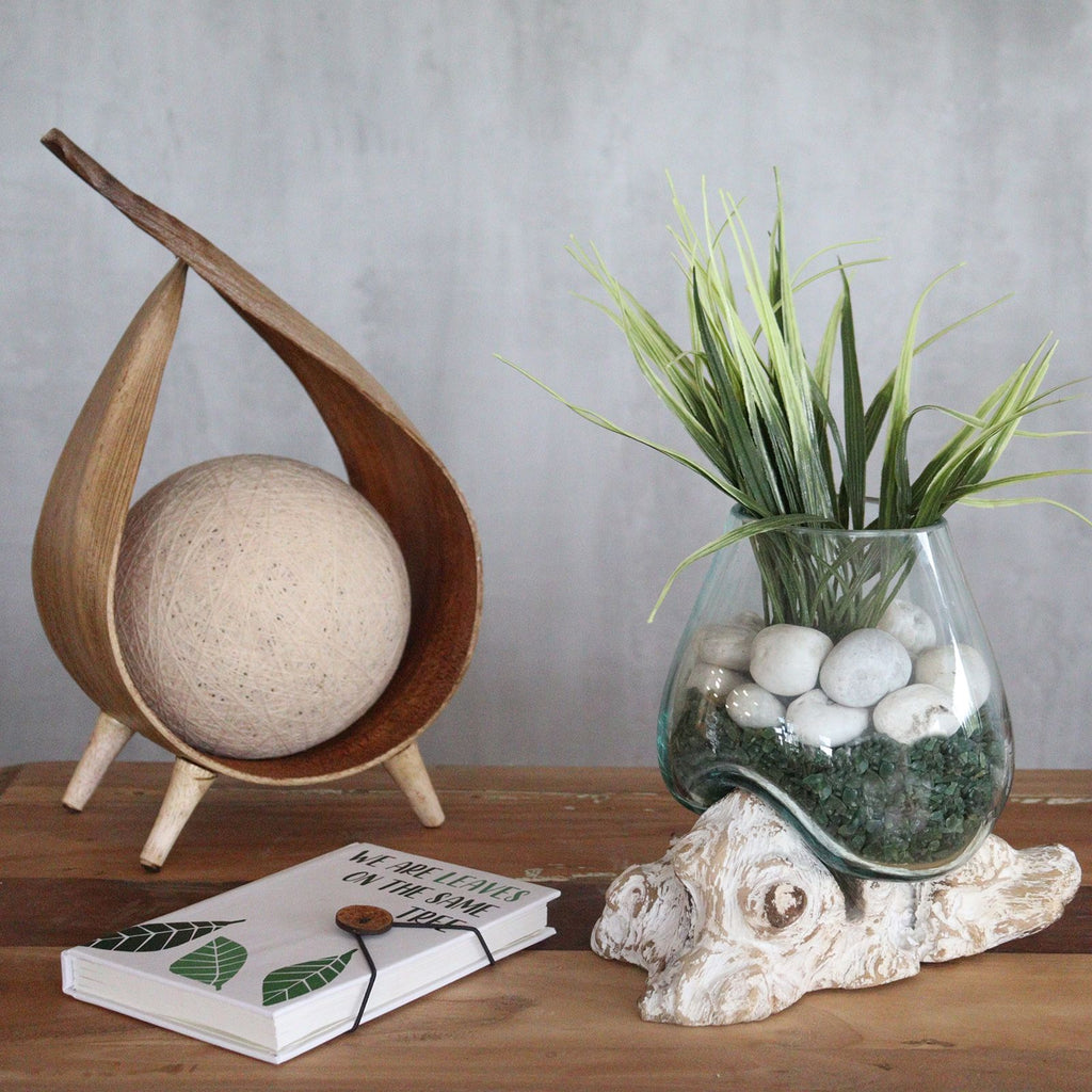 Molten Glass on Whitewash Wood Small Bowl for Home Decor
